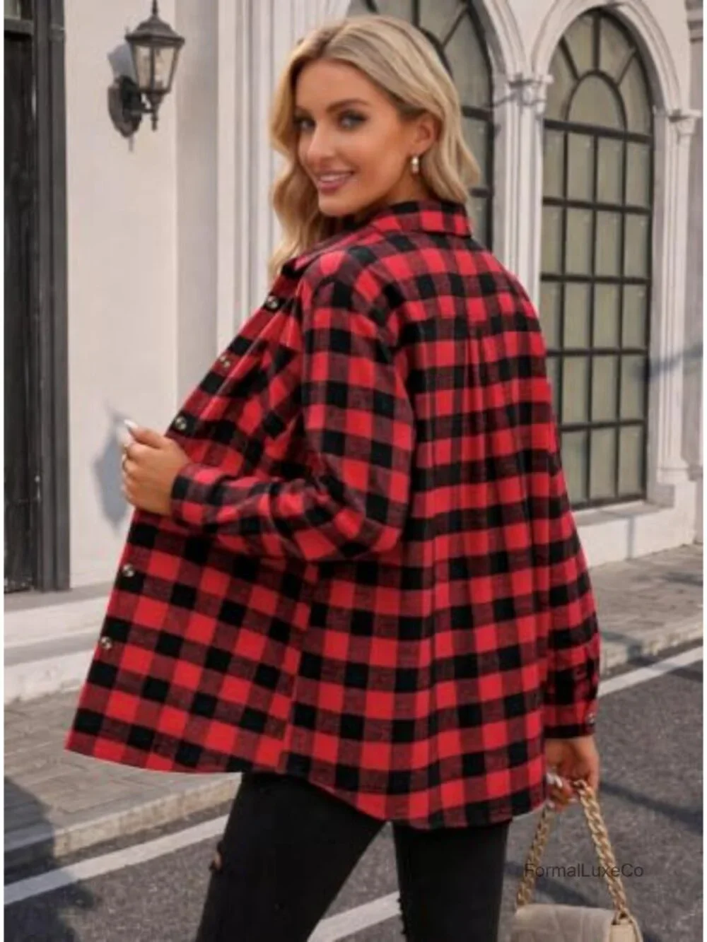 Womens Flannel Shirt Long Sleeve Button Down Casual Plaid Top Lightweight Loose